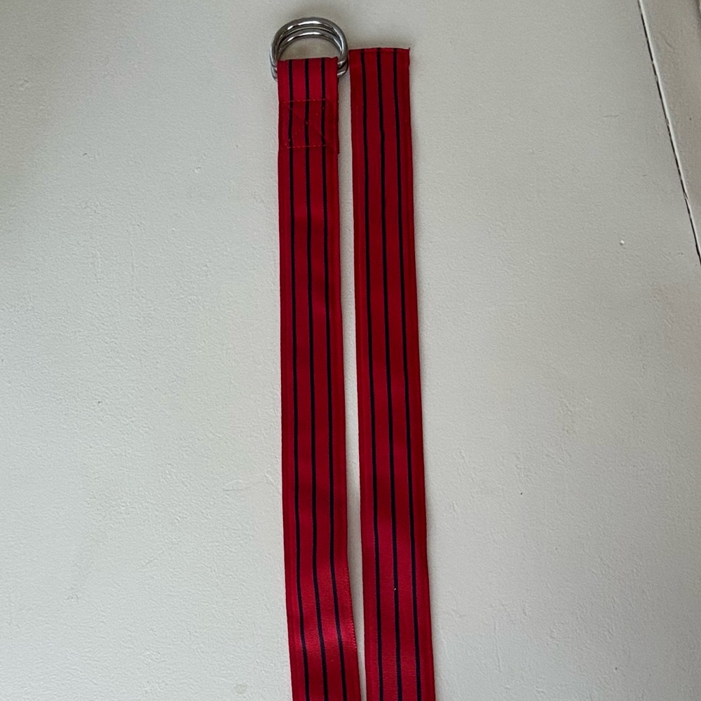 Red and Navy Striped J Crew Belt